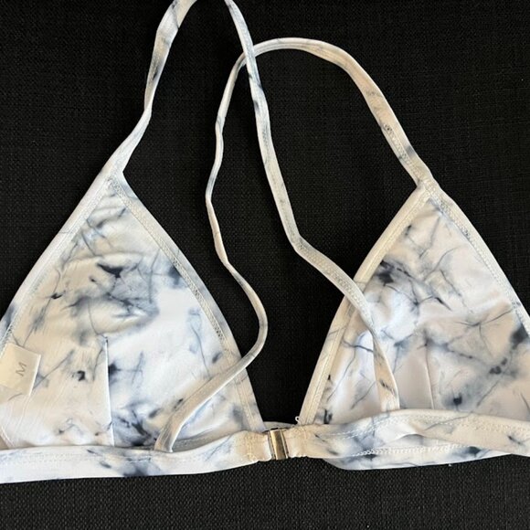 Triangle Gray White Tie Dye Bikini Top Swimwear Size Medium - Picture 7 of 9